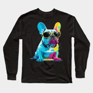 Cool French Bulldog with Glasses Long Sleeve T-Shirt